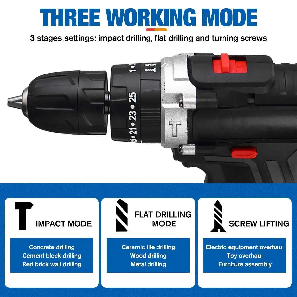 21V Cordless Impact Drill and Electric Screwdriver-2 Battery PlasticBox / GERMANY