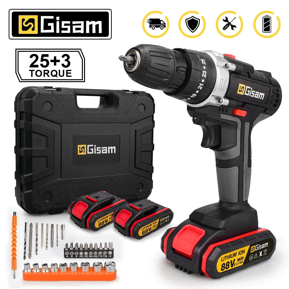 21V Cordless Impact Drill and Electric Screwdriver-2 Battery PlasticBox / GERMANY