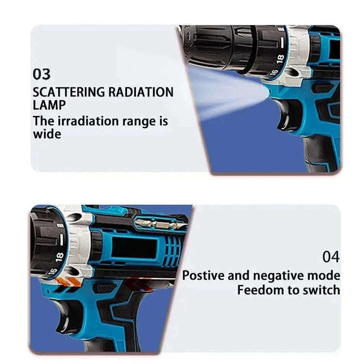 21V Cordless Impact Drill Screwdriver with Brushless Motor-2 Battery / spain