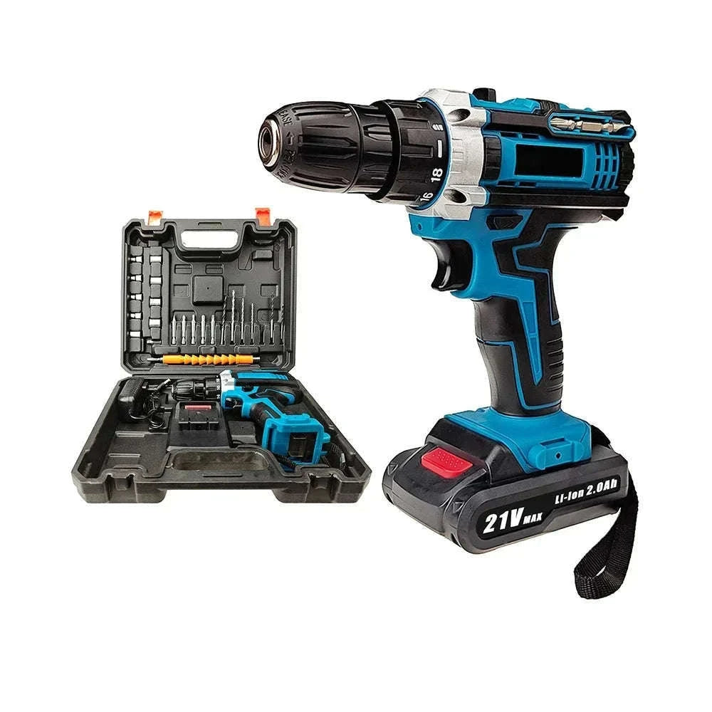 21V Cordless Impact Drill Screwdriver with Brushless Motor-2 Battery / spain