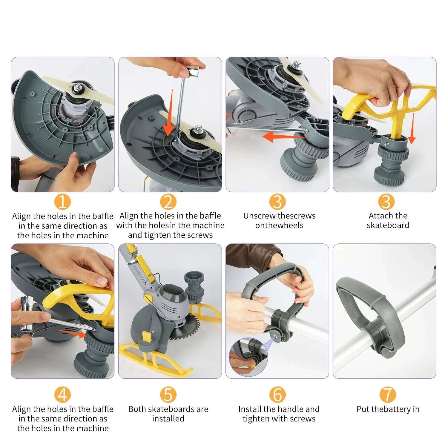 21V Cordless Weed Trimmer with Wheels, LED Display & 3 Blades-2 pcs batteries / france