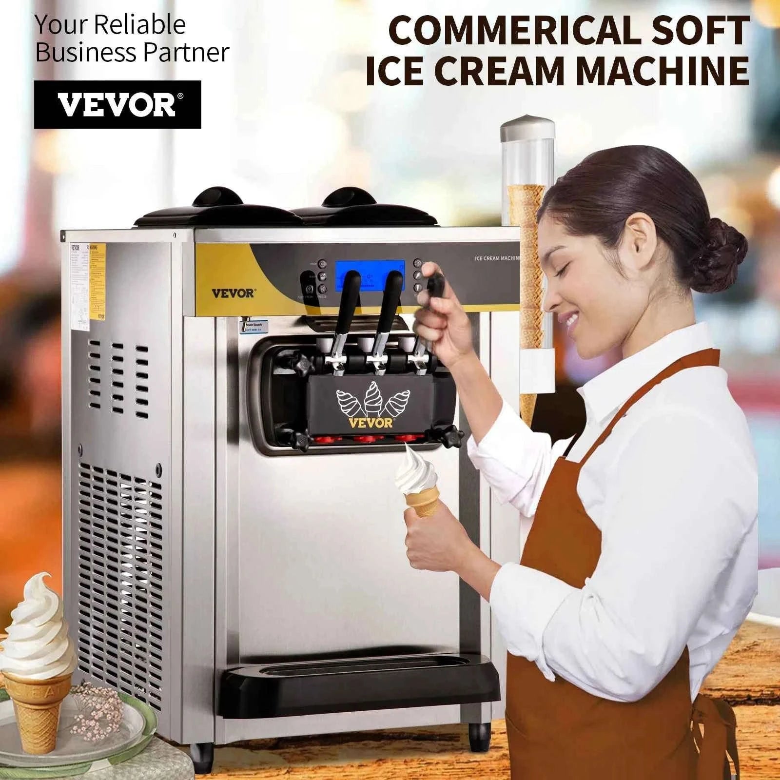 22-30 L/H Soft Serve Ice Cream Machine Desktop Tricolor-United States