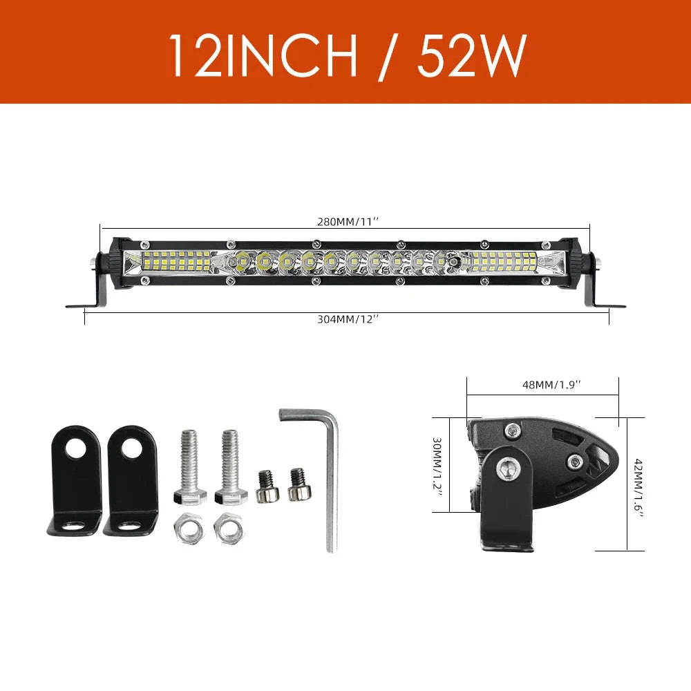 22 Inch 104W LED Light Bar 12000LM Single Row Driving Light 12V 24V-22inch 104W