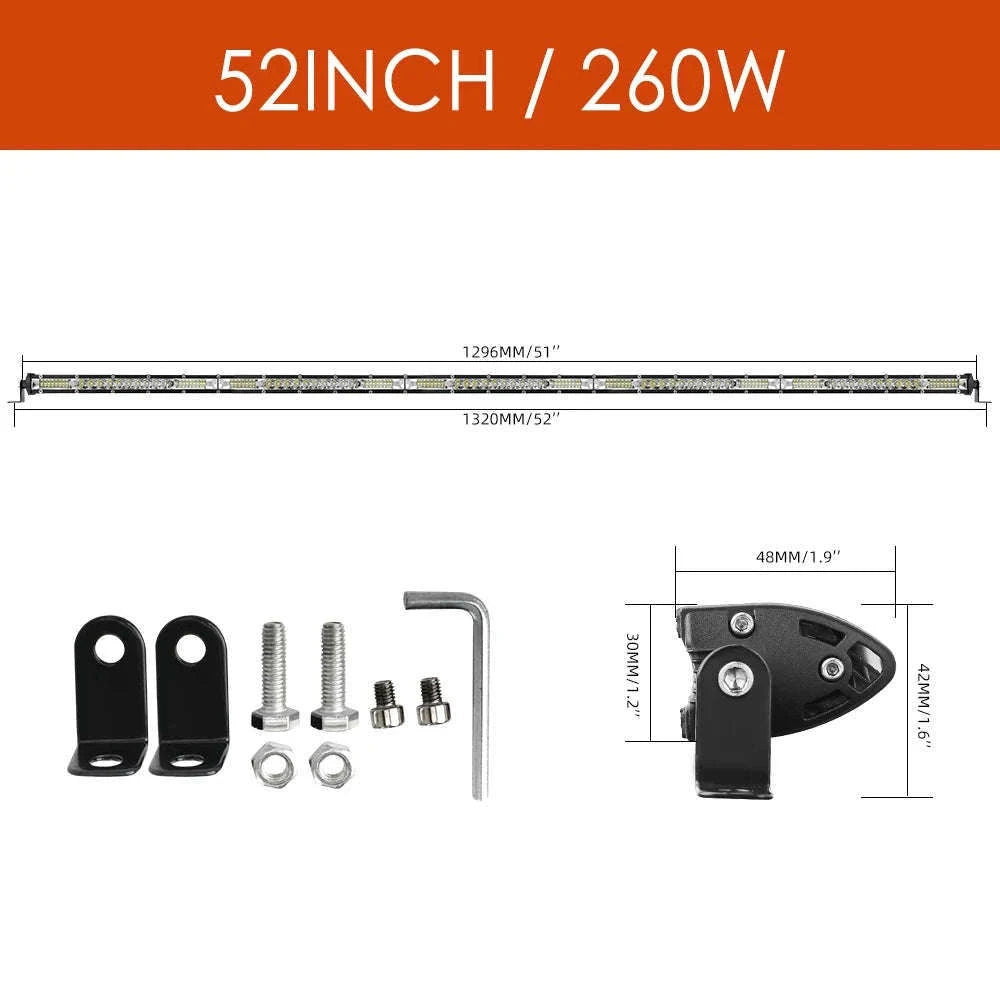 22 Inch 104W LED Light Bar 12000LM Single Row Driving Light 12V 24V-22inch 104W