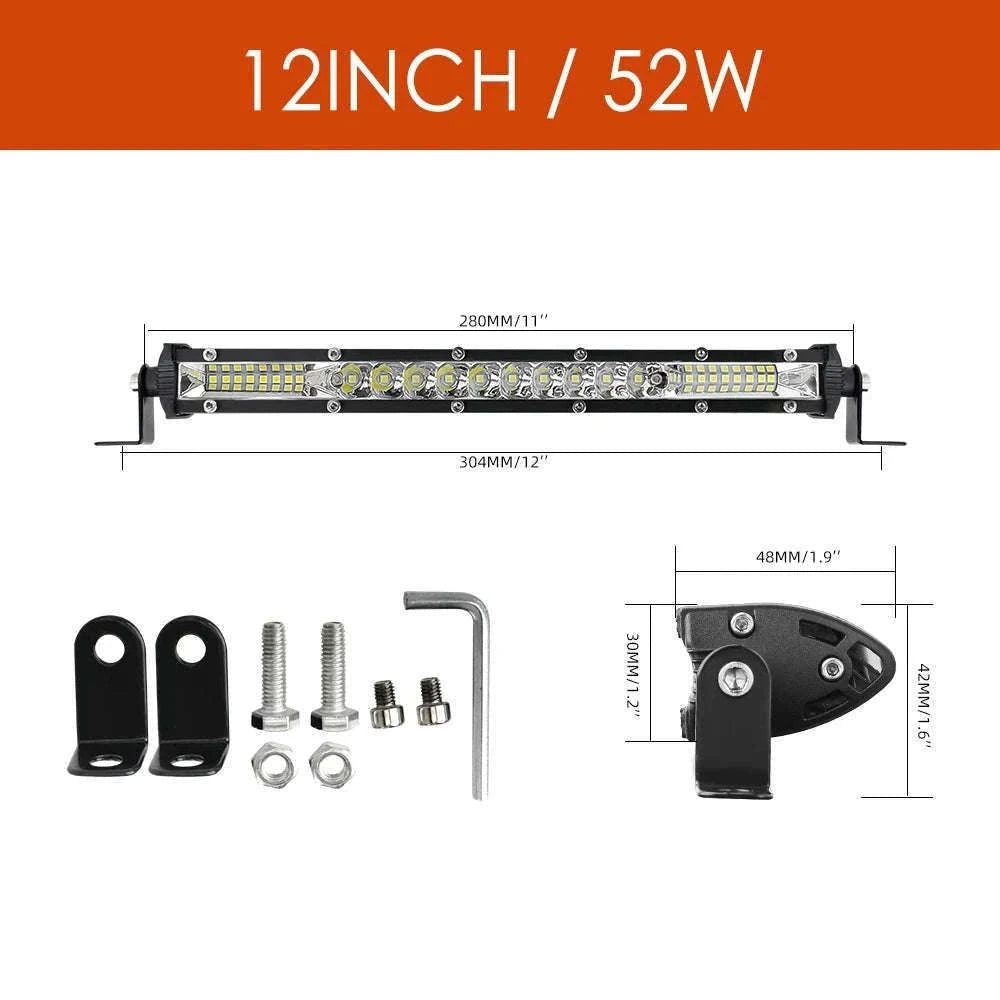 22 Inch 104W LED Light Bar 12000LM Single Row Driving Light 12V 24V-22inch 104W