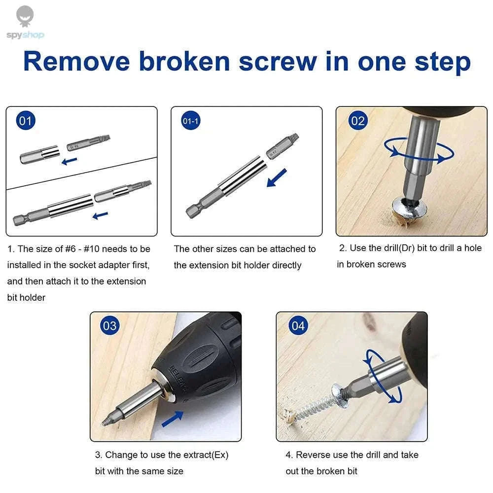 22-Piece Damaged Screw Extractor Drill Bit Set for Easy Repairs-22pcs