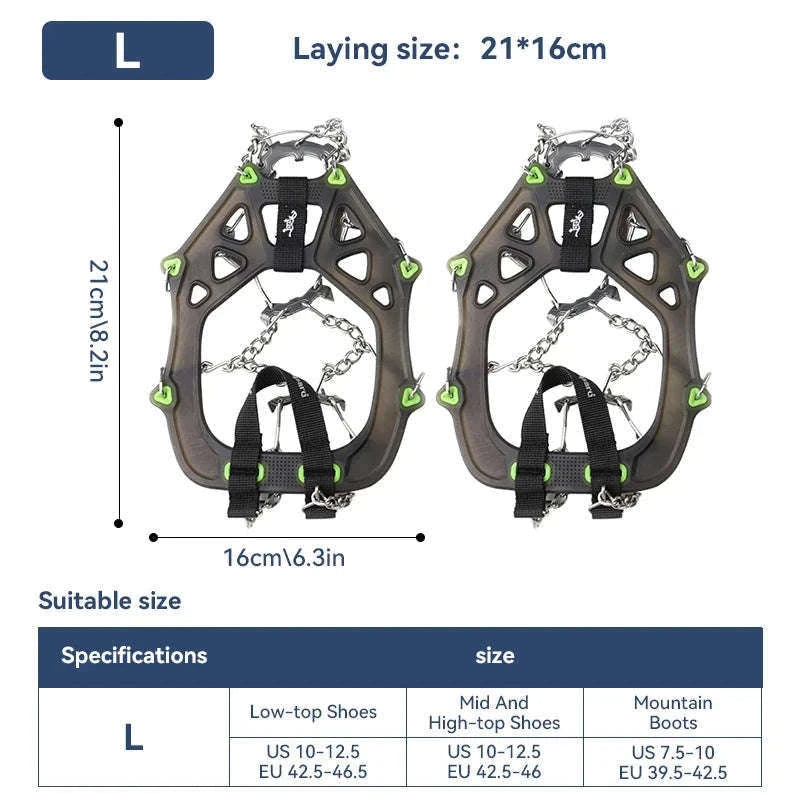 22-Tooth Ice Gripper Crampons for Hiking and Snow Walking-XB-22-L
