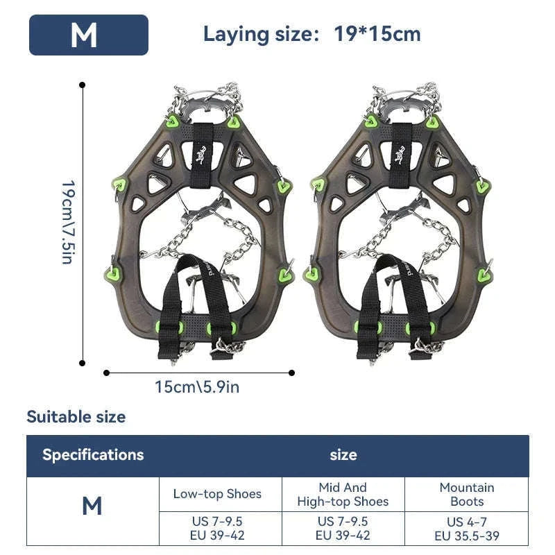 22-Tooth Ice Gripper Crampons for Hiking and Snow Walking-XB-22-L