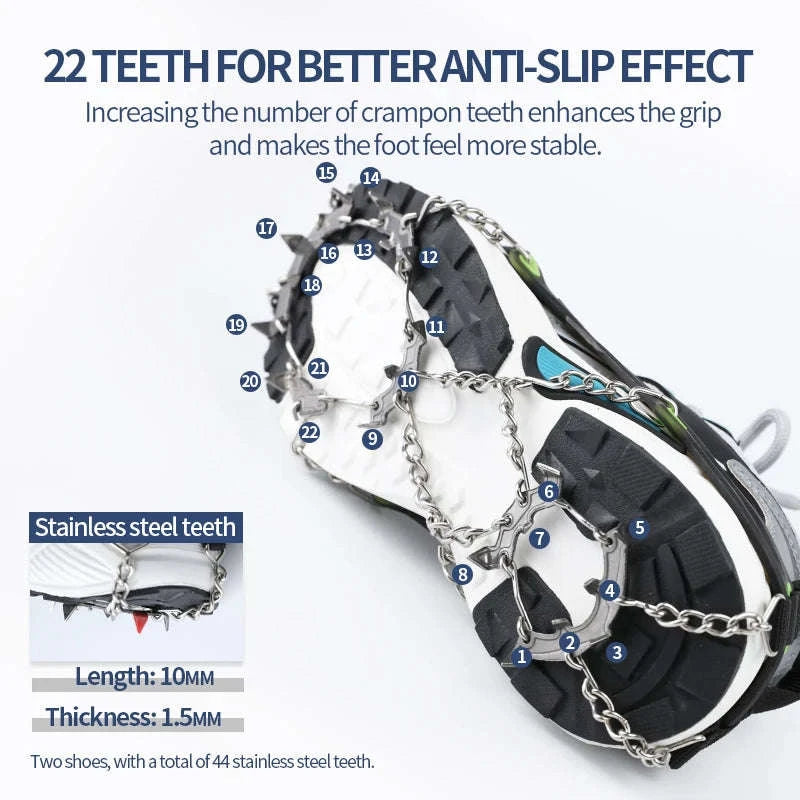 22-Tooth Ice Gripper Crampons for Hiking and Snow Walking-XB-22-L