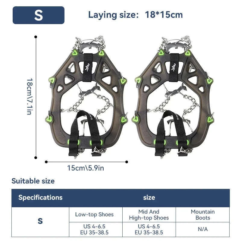 22-Tooth Ice Gripper Crampons for Hiking and Snow Walking-XB-22-L