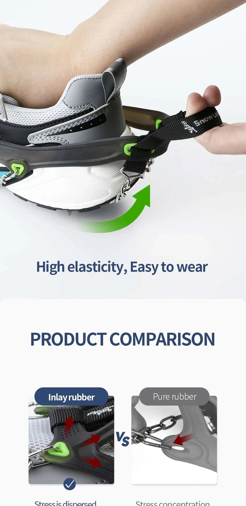 22-Tooth Ice Gripper Crampons for Hiking and Snow Walking-XB-22-L