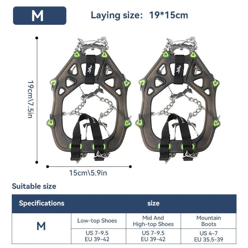 22-Tooth Ice Gripper Crampons for Hiking and Snow Walking-XB-22-L