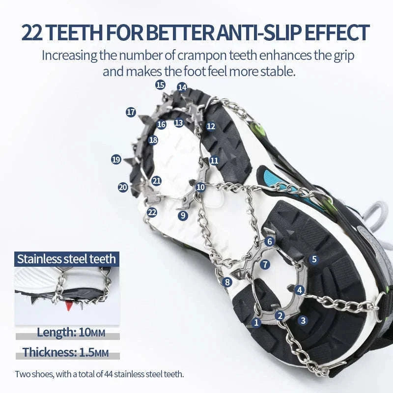 22-Tooth Ice Gripper Crampons for Hiking and Snow Walking-XB-22-L