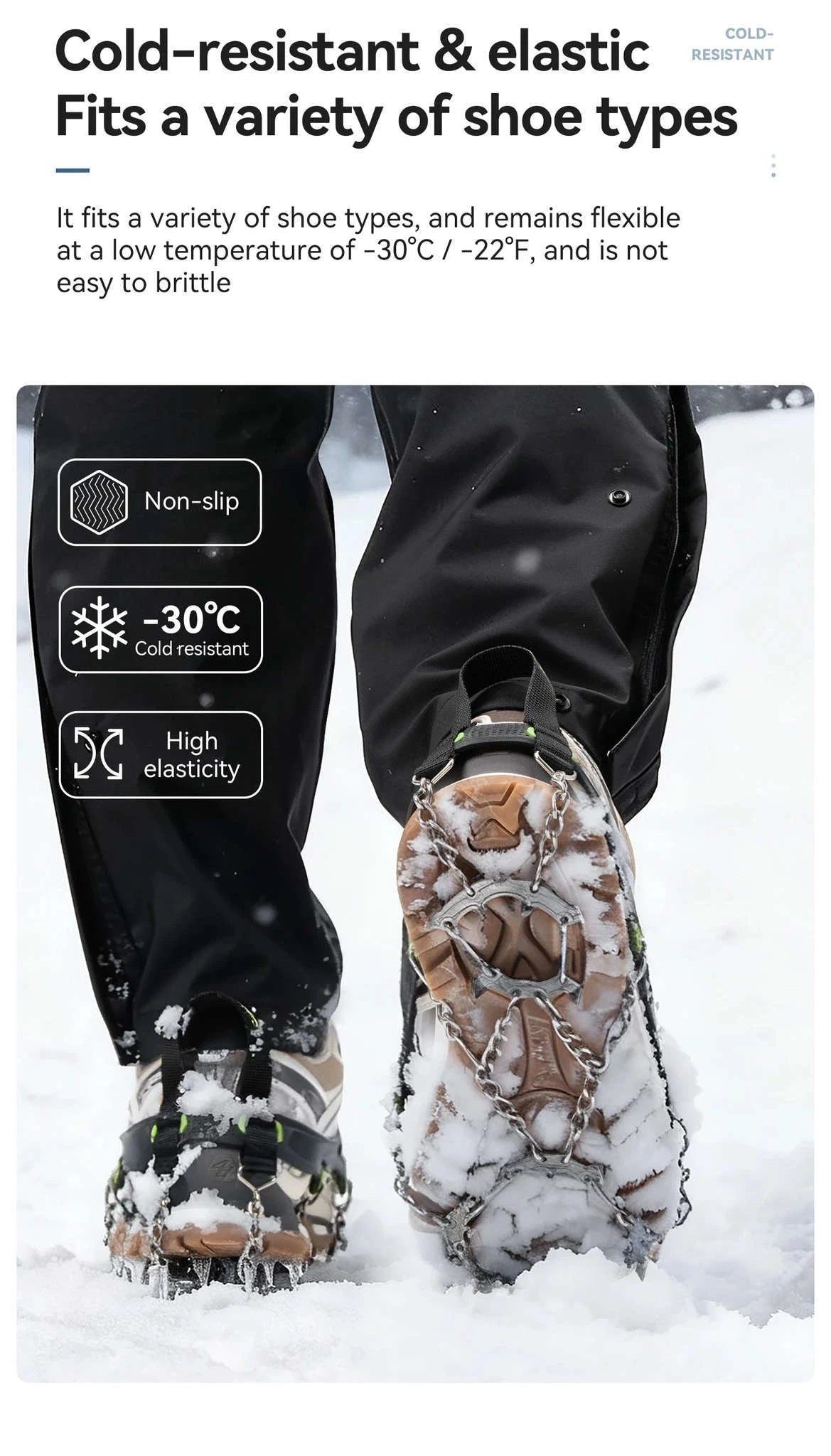 22-Tooth Ice Gripper Crampons for Snow & Winter Traction-L(EUR 39.5-46.5)