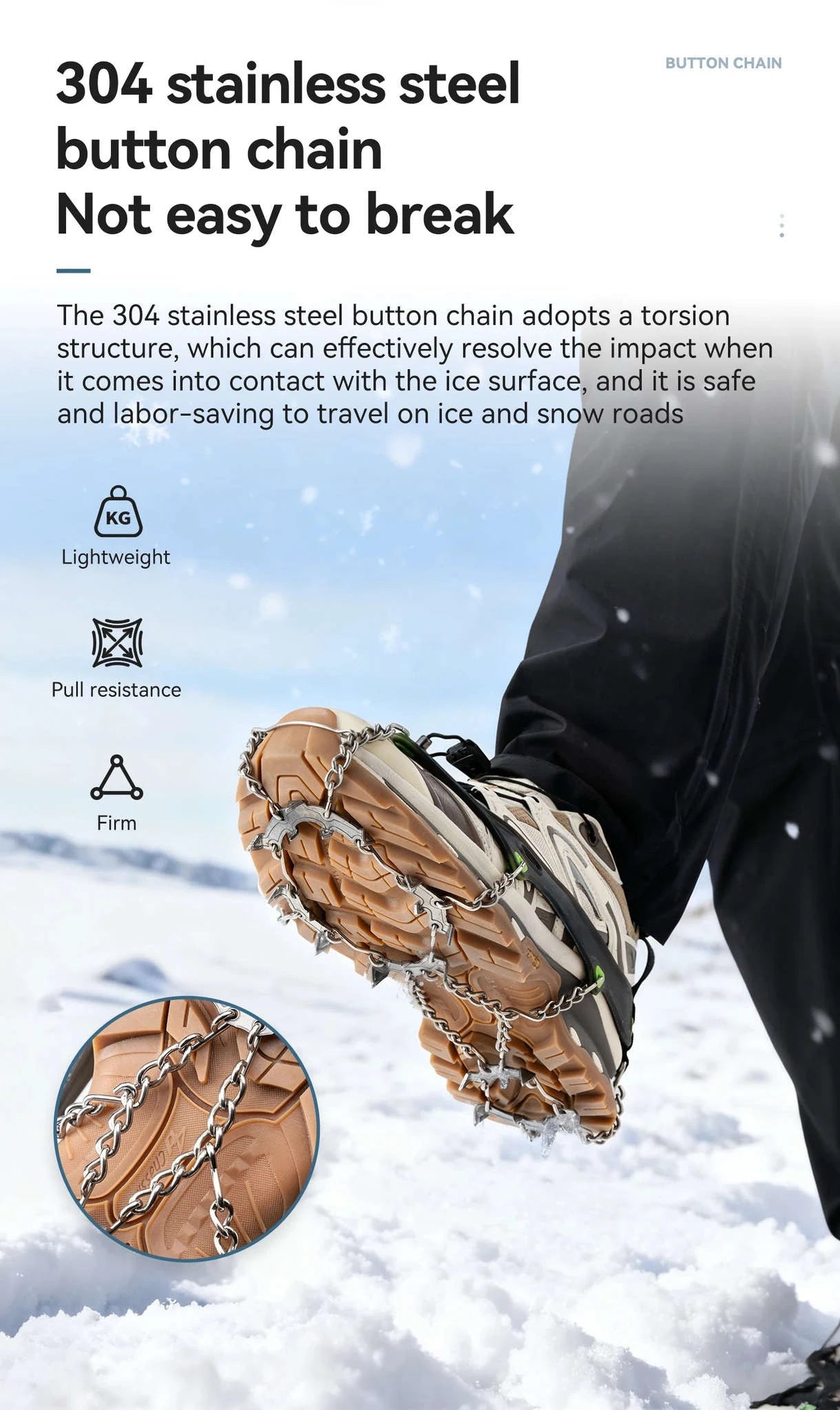 22-Tooth Ice Gripper Crampons for Snow & Winter Traction-L(EUR 39.5-46.5)