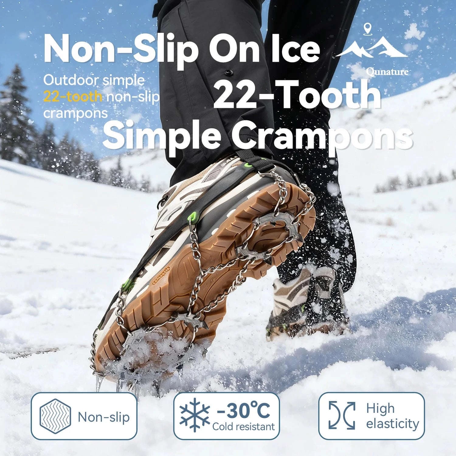 22-Tooth Ice Gripper Crampons for Snow & Winter Traction-L(EUR 39.5-46.5)