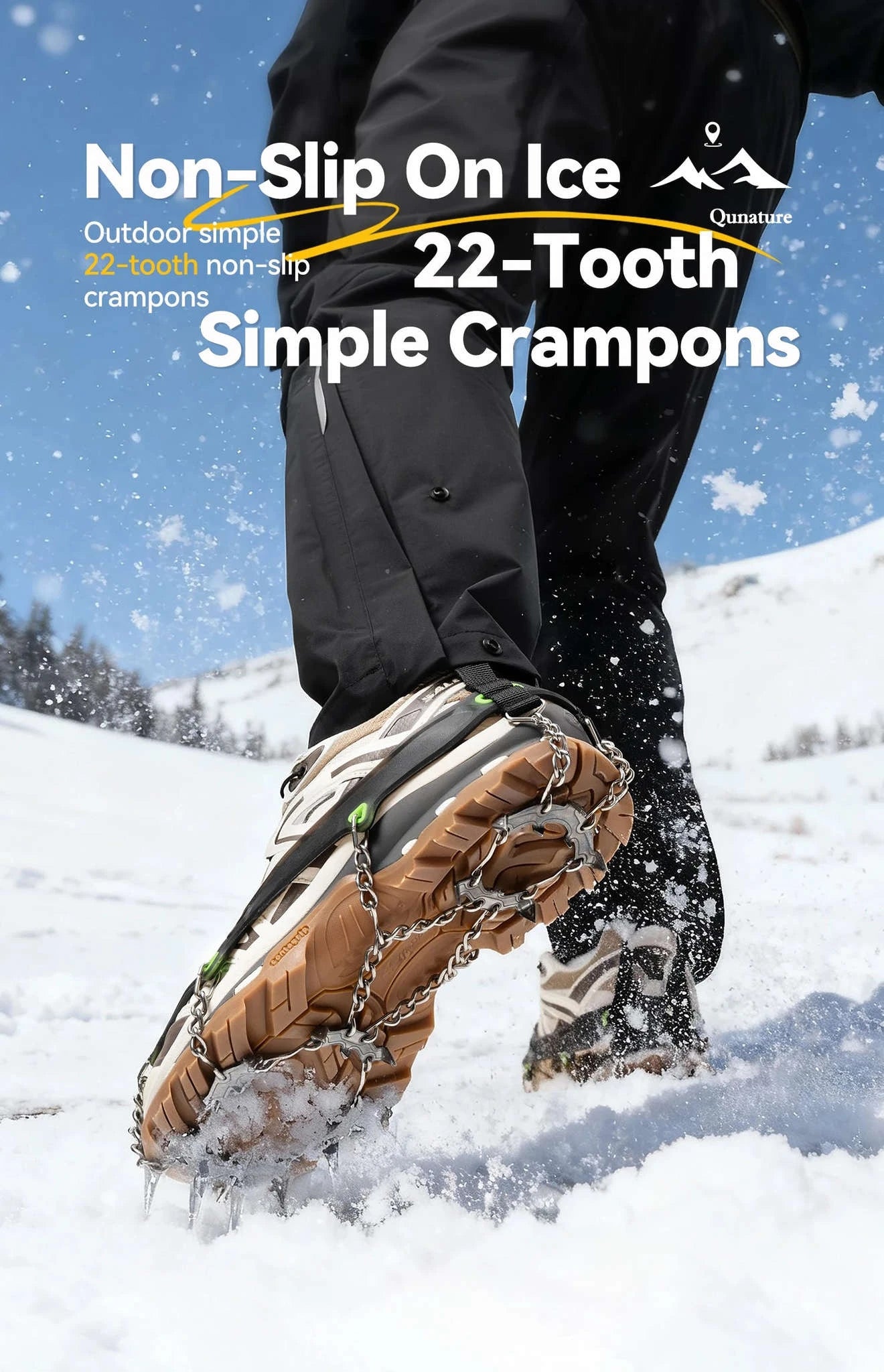22-Tooth Ice Gripper Crampons for Snow & Winter Traction-L(EUR 39.5-46.5)