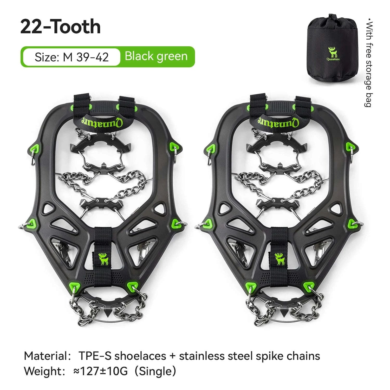 22-Tooth Ice Gripper Crampons for Snow & Winter Traction-L(EUR 39.5-46.5)