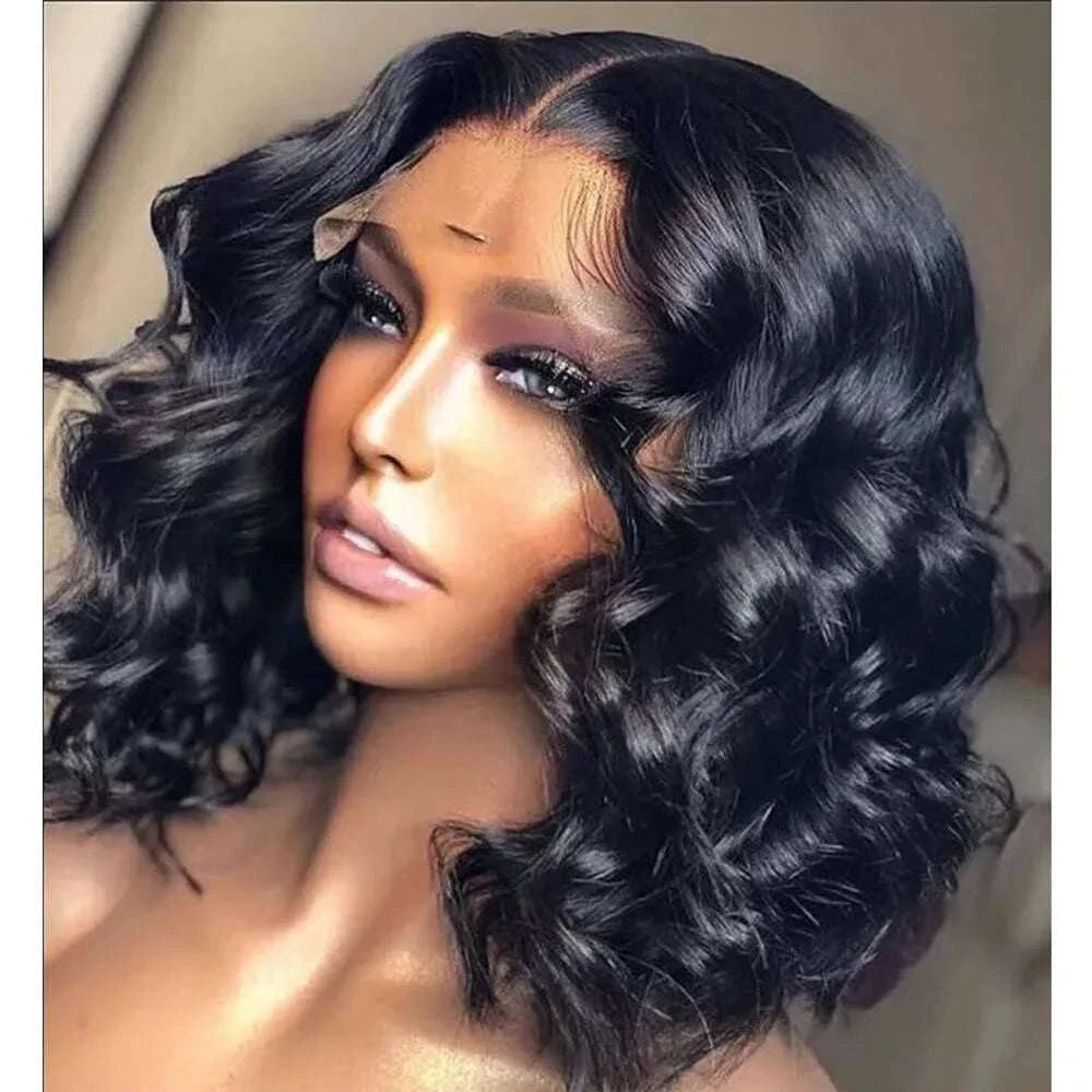 220% Density Body Wave Glueless Human Hair Bob Wig-13X4 Lace Bob Wig / 8inches / 220%|United States