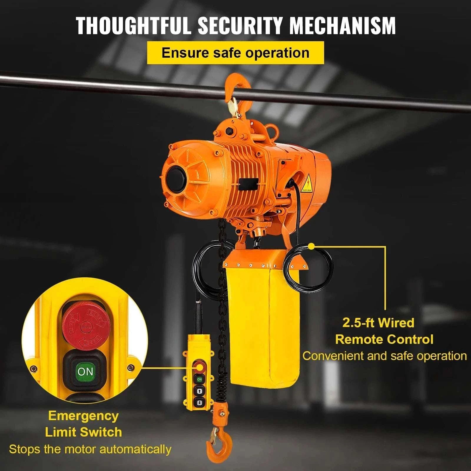 2200 lbs Electric Chain Hoist with Wired Control, 13 ft Lift-2200 lbs / Poland