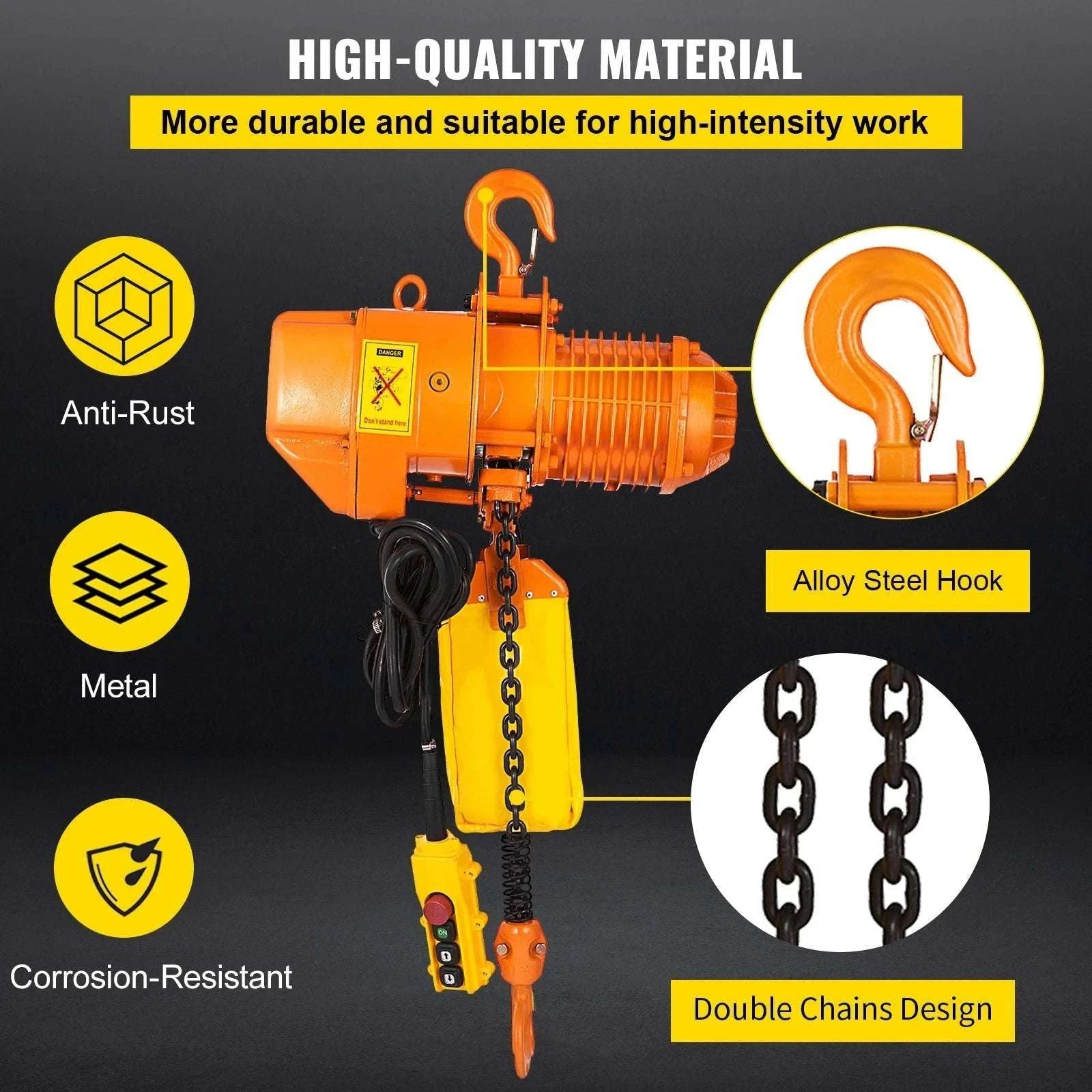 2200 lbs Electric Chain Hoist with Wired Control, 13 ft Lift-2200 lbs / Poland