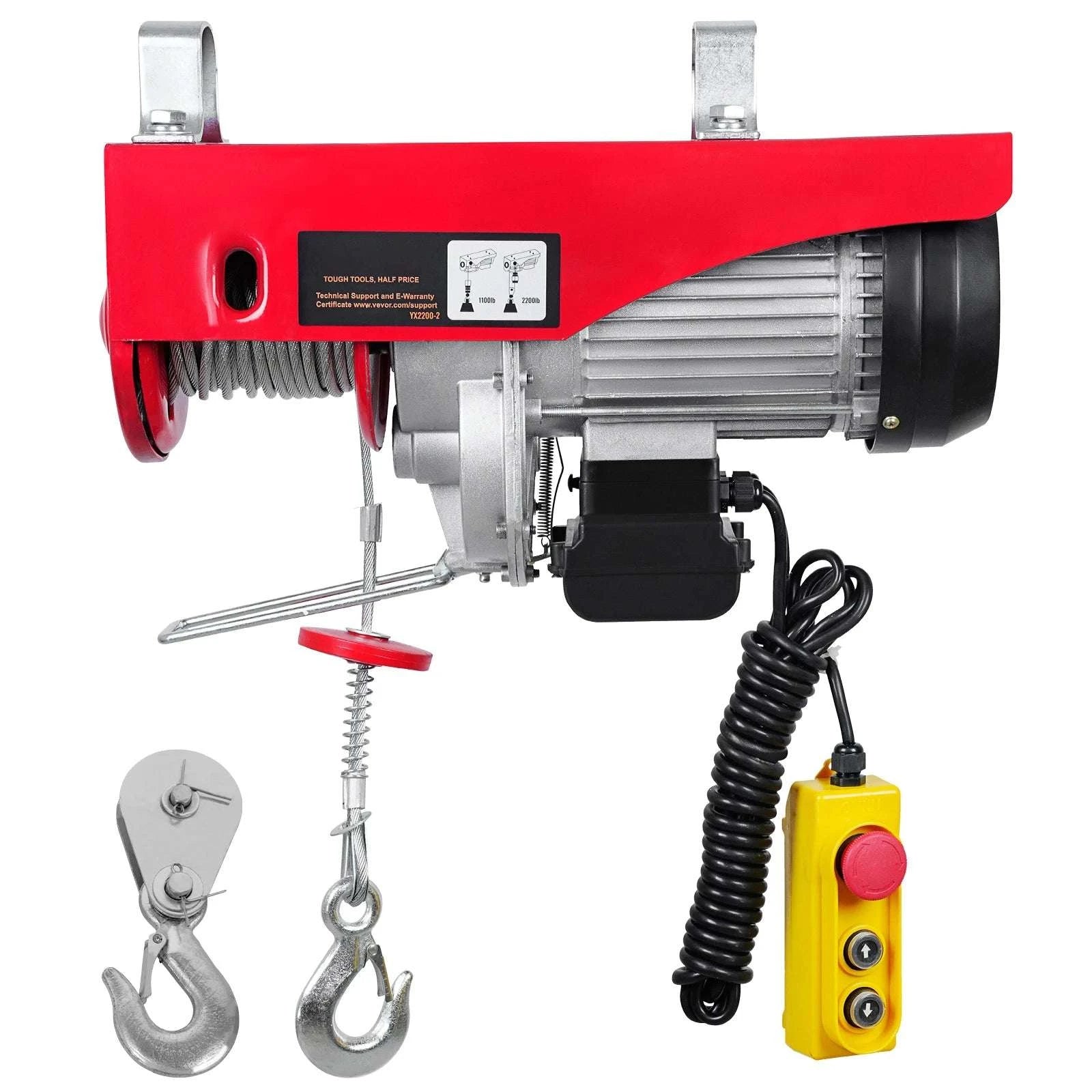 2200 lbs Electric Hoist with 40ft Cable & Wired Remote Control-2200 lbs Wired / spain