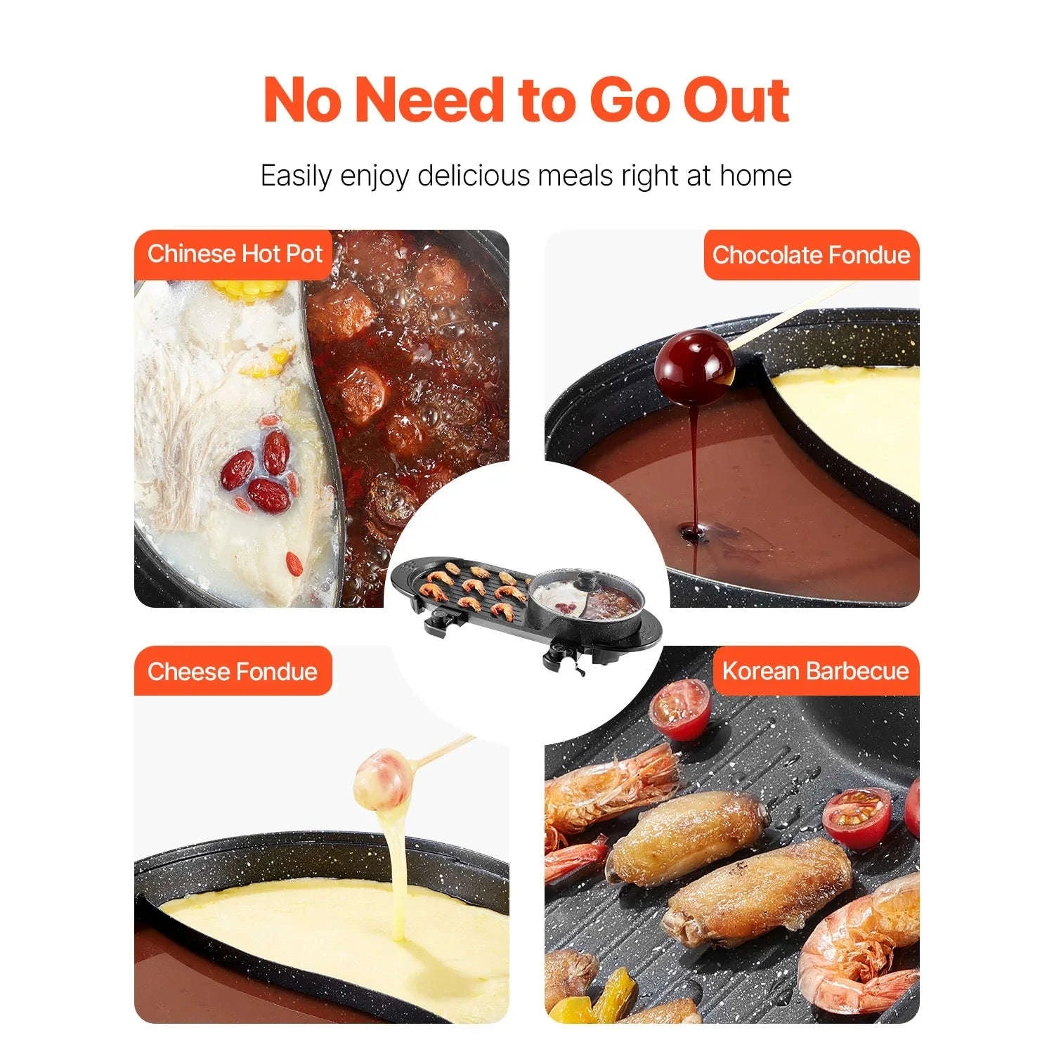 2200W 2-in-1 Electric Hot Pot with Grill for 1-6 People-2200W 2-in-1 / United States