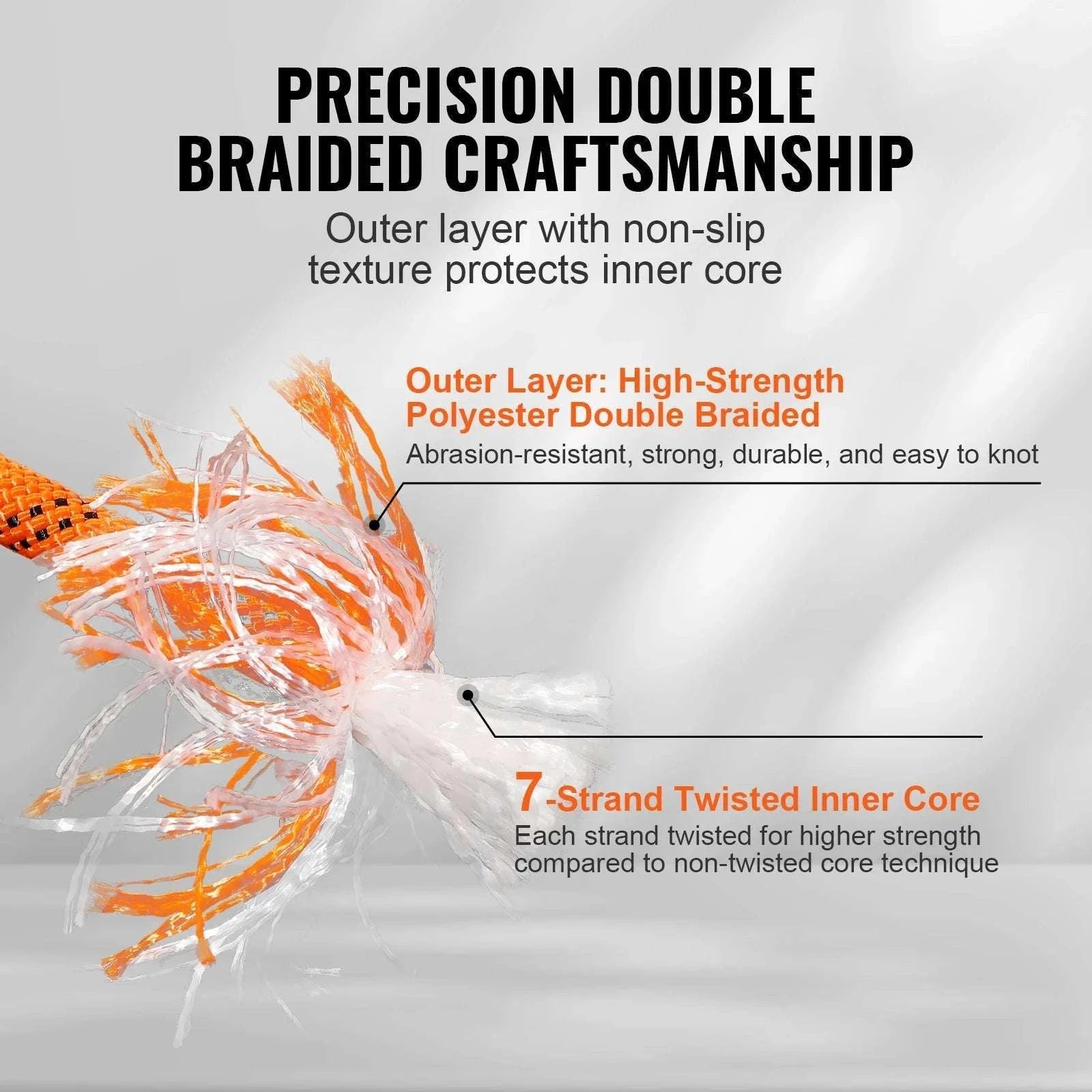 220ft Double-Braided Polyester Rope 48-Strand High Strength Cord-0.5in 8000lbs / United States