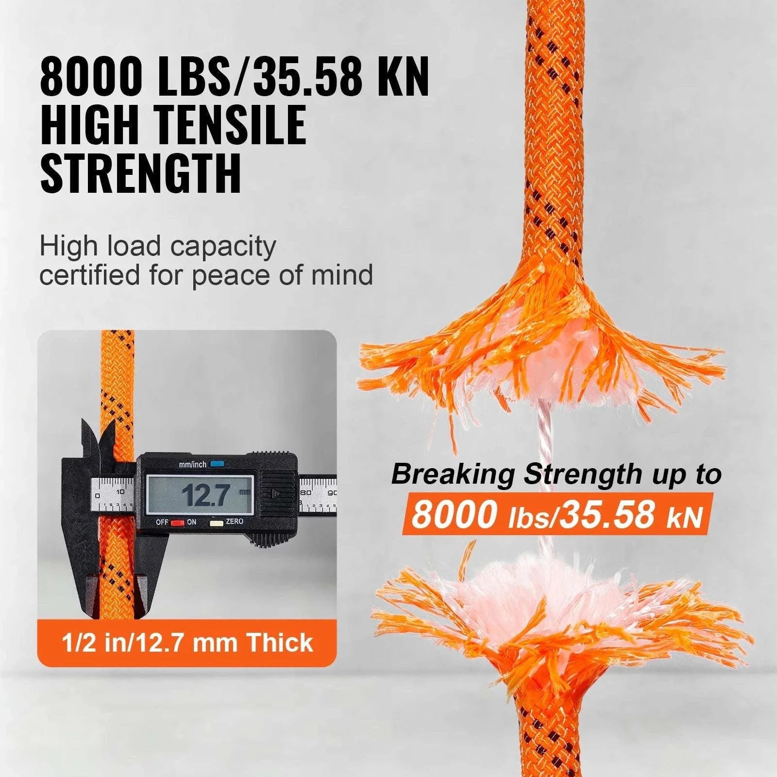 220ft Double-Braided Polyester Rope 48-Strand High Strength Cord-0.5in 8000lbs / United States