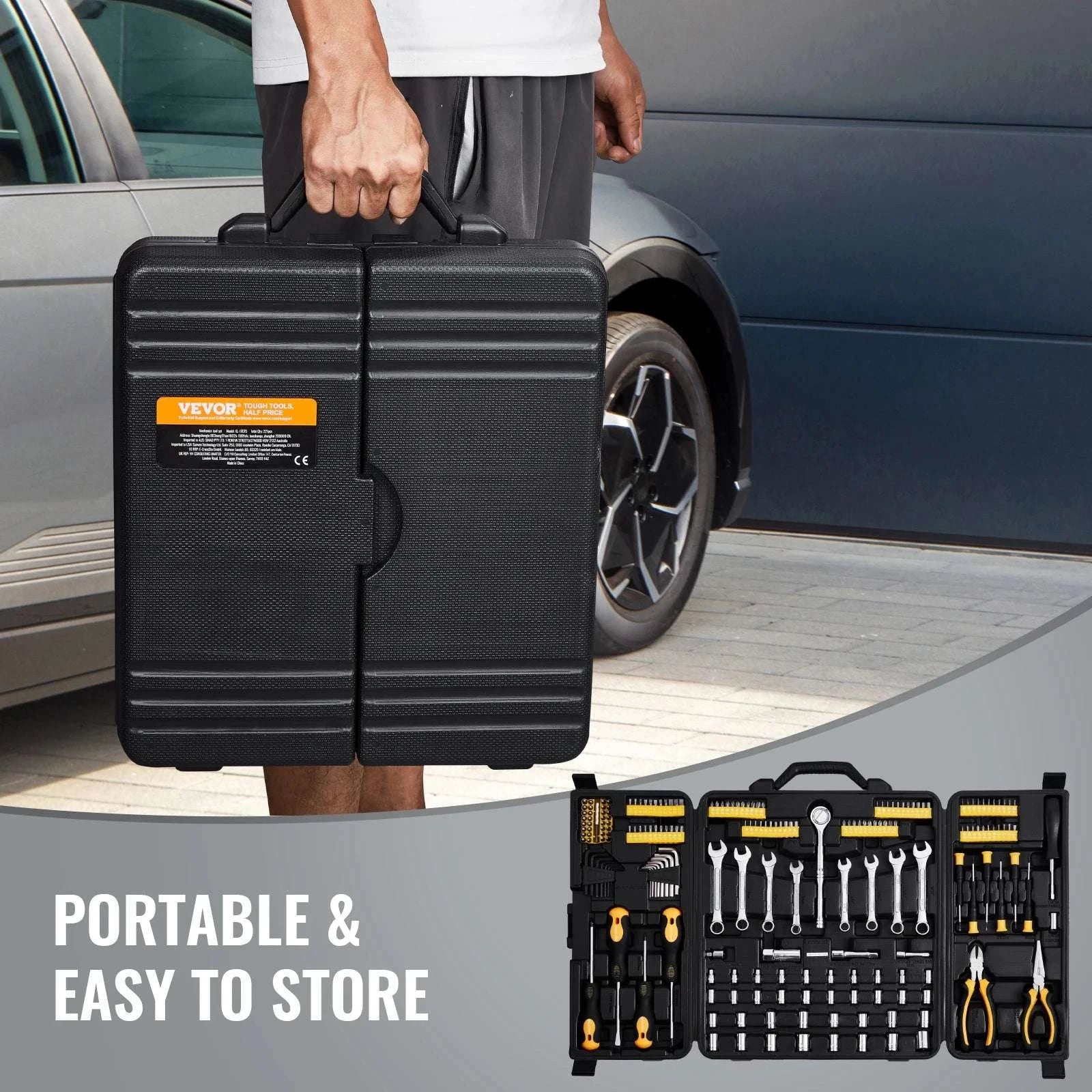 221-Piece Mechanics Tool Set SAE & Metric with Ratchet & Bits-221 PCs / United States