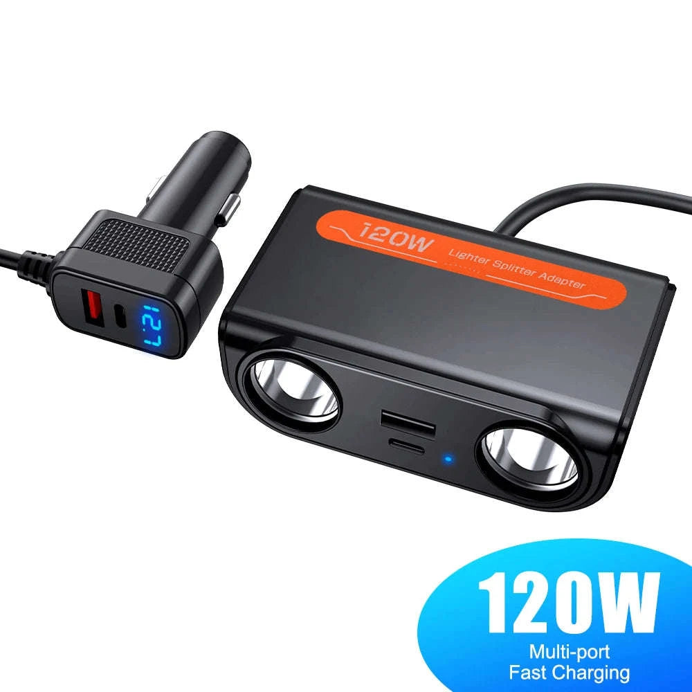 228W 9-in-1 Car Charger Adapter with 3 Sockets-C29  9in1 / China Mainland
