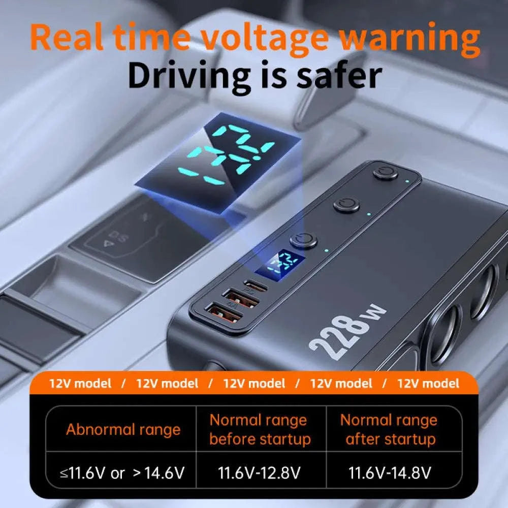 228W 9-in-1 Car Charger Adapter with 3 Sockets-C29  9in1 / China Mainland