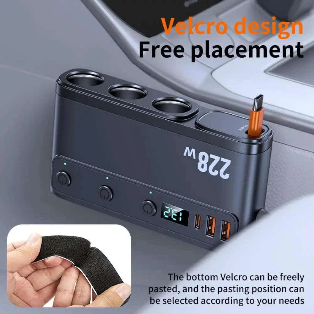 228W 9-in-1 Car Charger Adapter with 3 Sockets-C29  9in1 / China Mainland