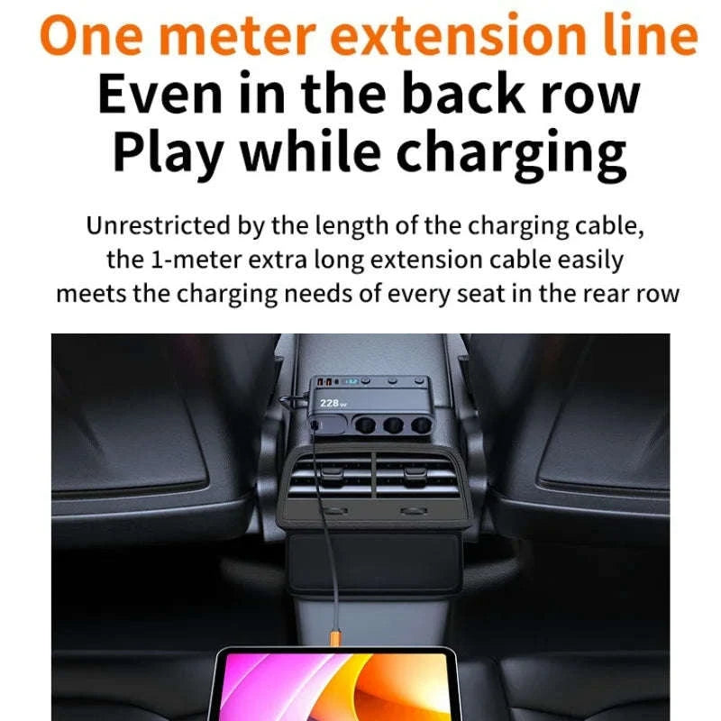 228W 9-in-1 Car Fast Charger Adapter with 3-Socket Splitter-228W