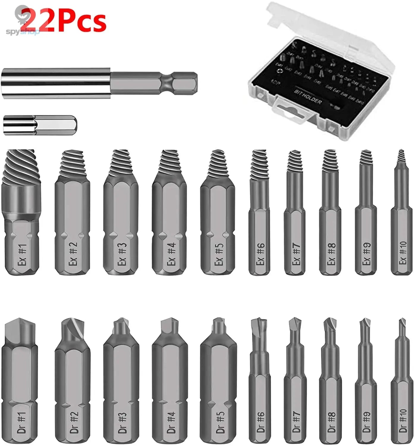 22Pcs Damaged Screw Extractor Drill Bit Set Stripped Screw Extractor Kit for Broken Bolt Extractor All-Purpose with Magnetic 