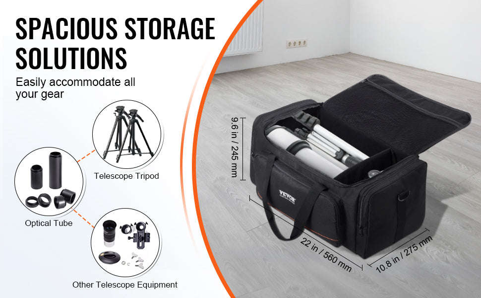 22in Shock-Absorb Telescope Storage Bag with Fixed Buckles, Multi-Pocket & Detachable Divider-M Backpack / United States