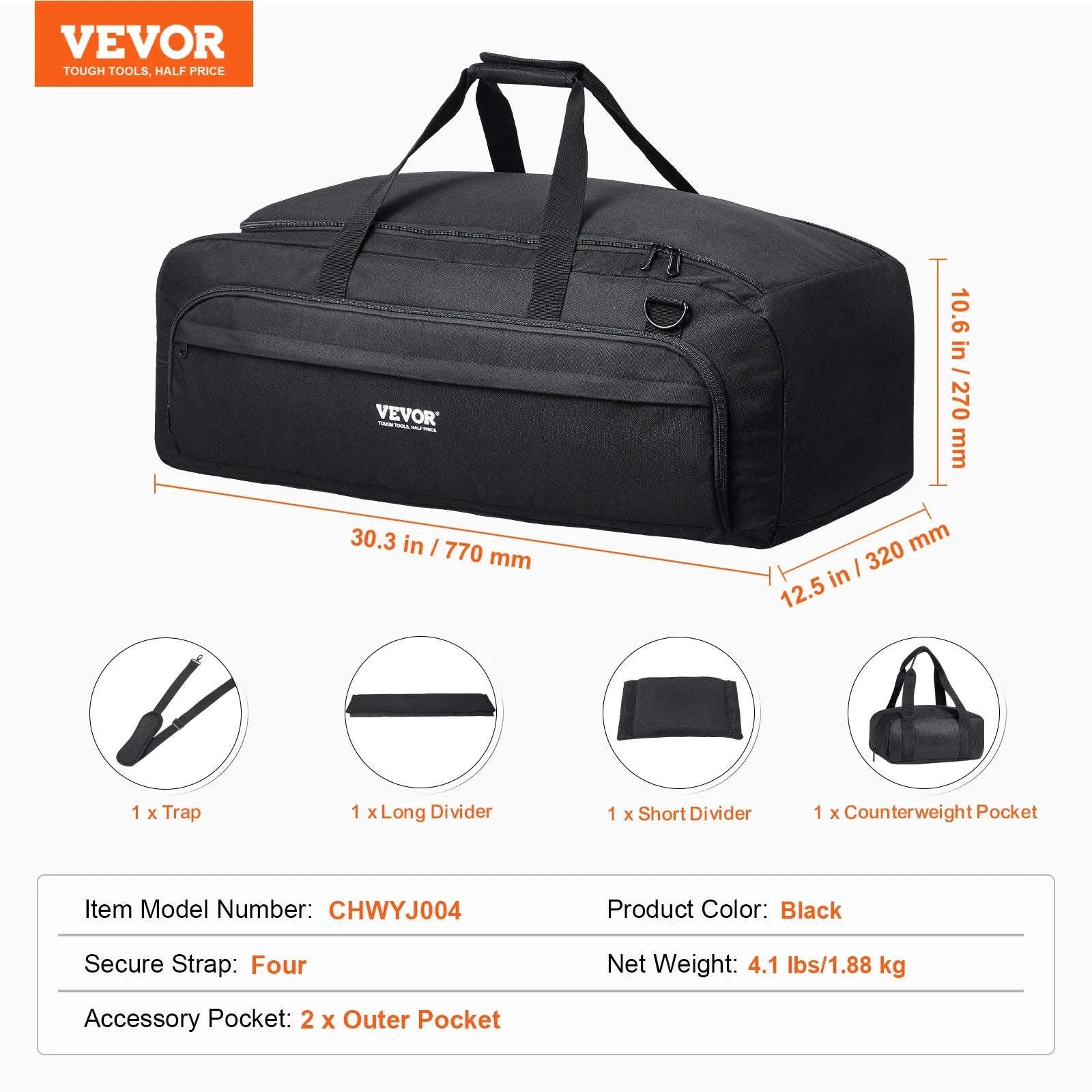 22in Shock-Absorb Telescope Storage Bag with Fixed Buckles, Multi-Pocket & Detachable Divider-M Backpack / United States