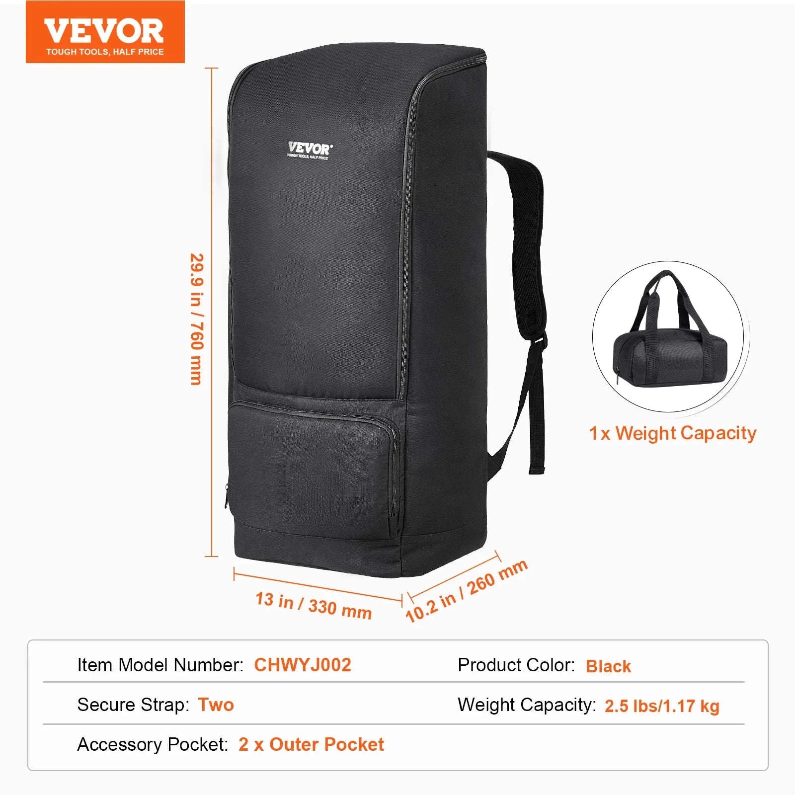 22in Shock-Absorb Telescope Storage Bag with Fixed Buckles, Multi-Pocket & Detachable Divider-M Backpack / United States