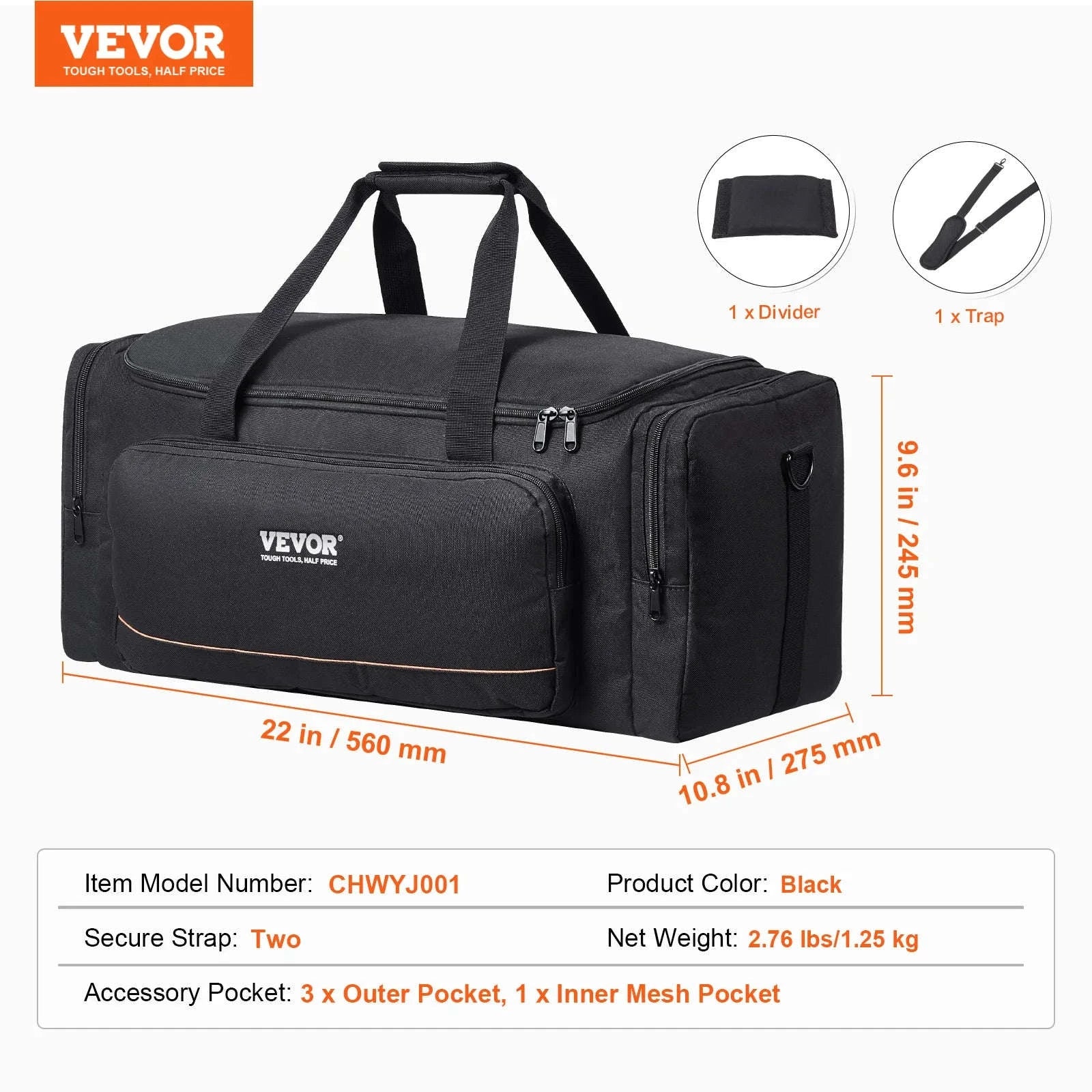 22in Shock-Absorb Telescope Storage Bag with Fixed Buckles, Multi-Pocket & Detachable Divider-M Backpack / United States