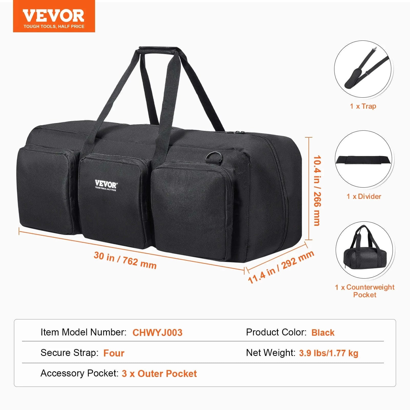 22in Shock-Absorb Telescope Storage Bag with Fixed Buckles, Multi-Pocket & Detachable Divider-M Backpack / United States