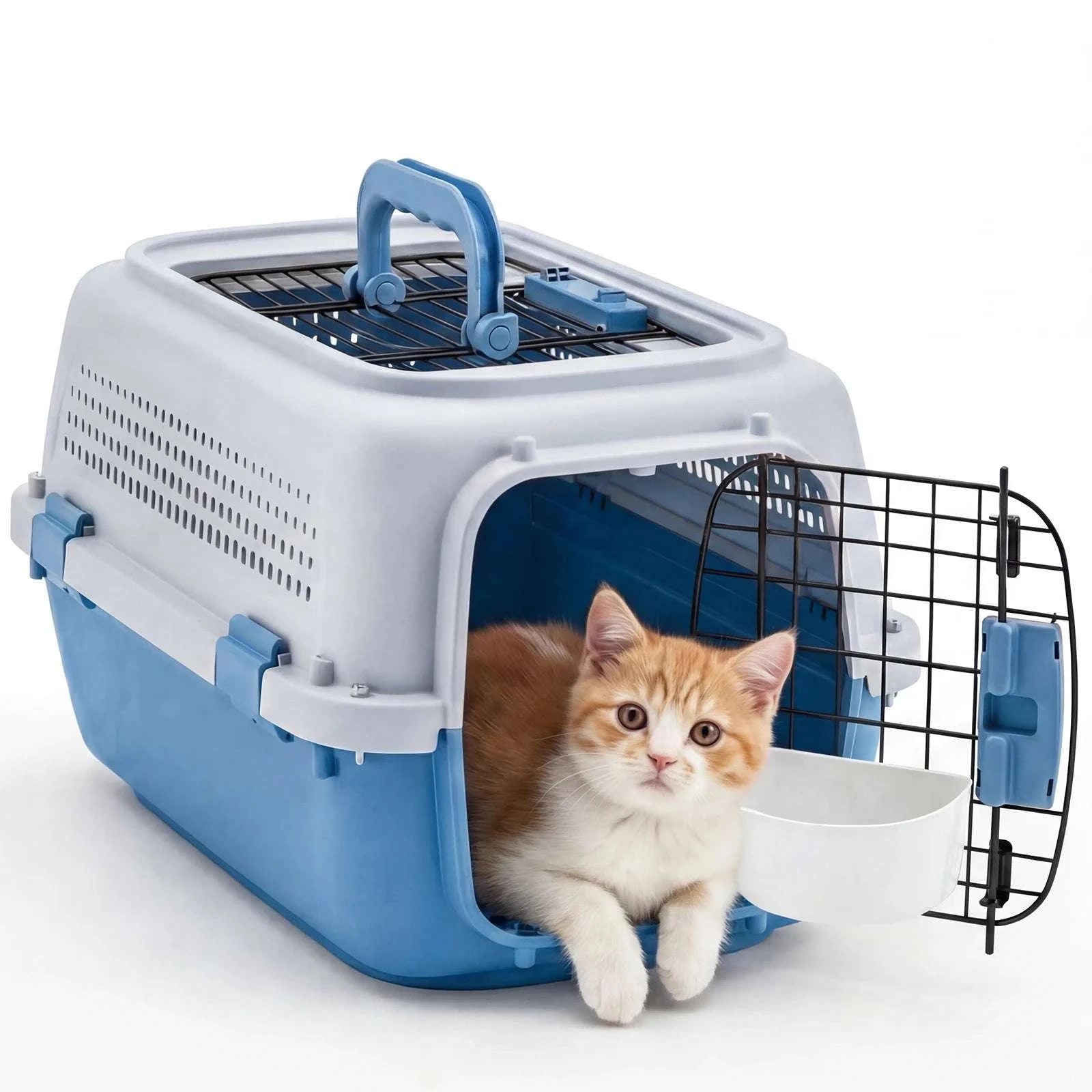 23-Inch Pet Carrier Travel Crate for Small Dogs & Cats-White Black / United States