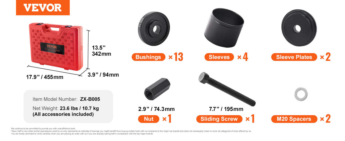 23-Piece Wheel Bearing Press Kit for Removal and Installation-23pcs TypeB / United States