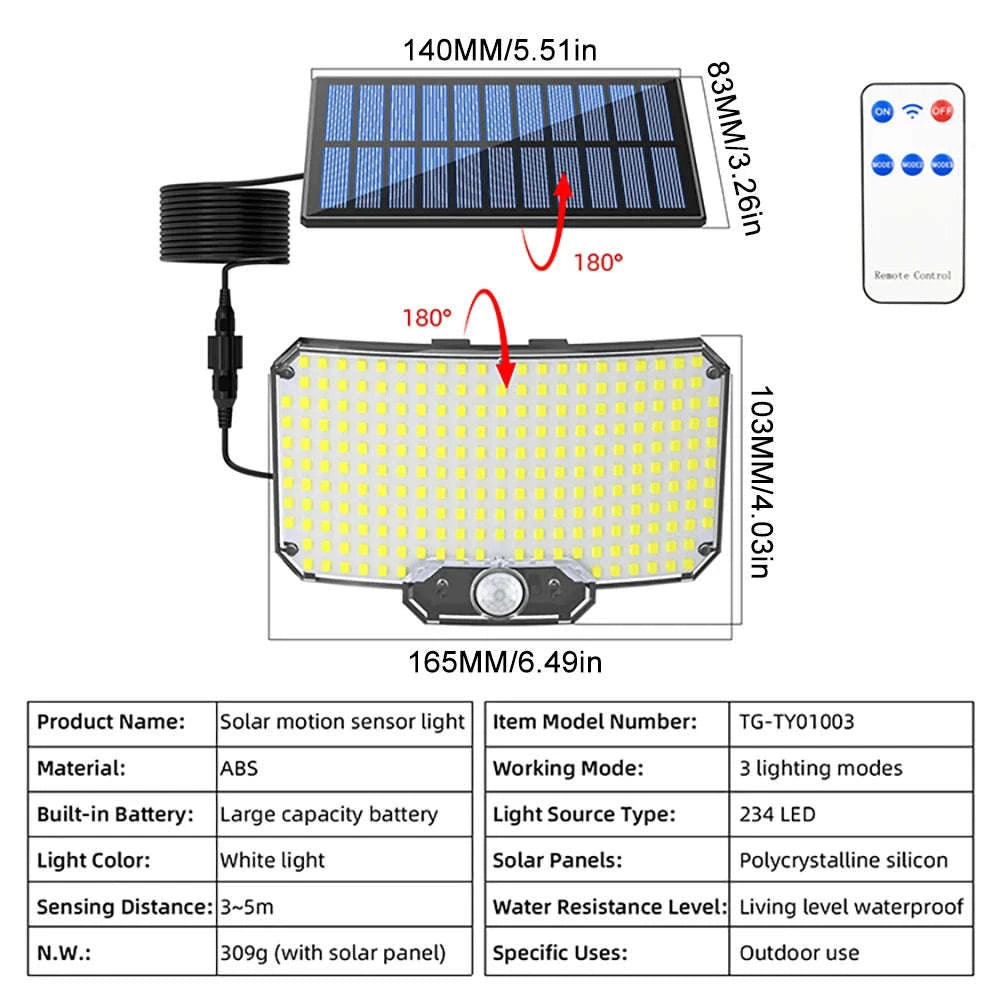 234 LED Solar Security Light with Outdoor Motion Sensor-234 LED