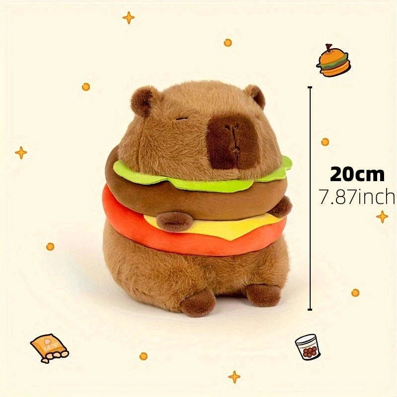 23cm Capybara Plush Simulation Capibara Anime Fluffty Toy Cute Doll Stuffed Animals Soft Doll Plush Christmas Thanksgiving Gift-Hamburger Capibara