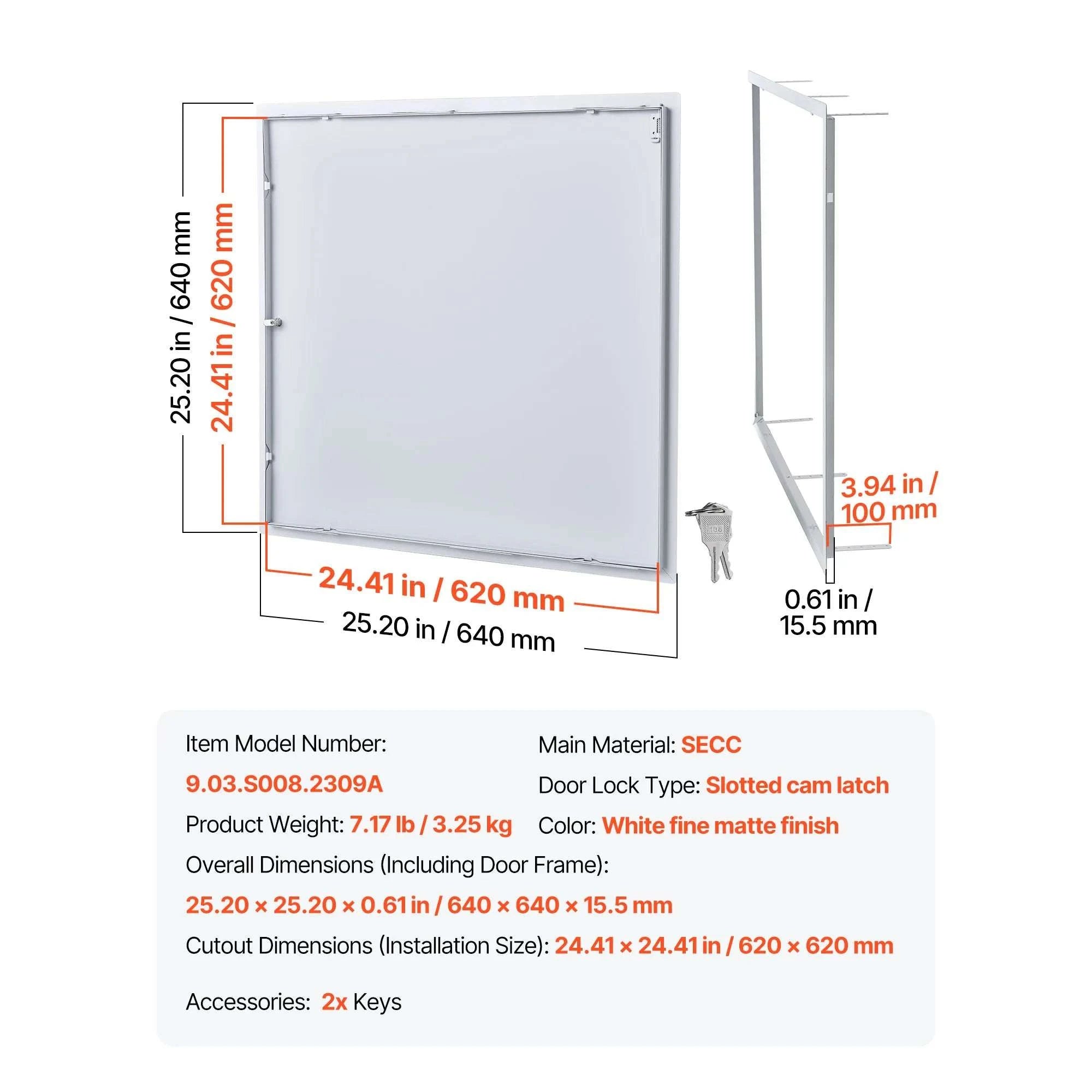24.4 x 24.4 in Drywall Access Panel with Key Lock Steel Door-24x24inch / United States