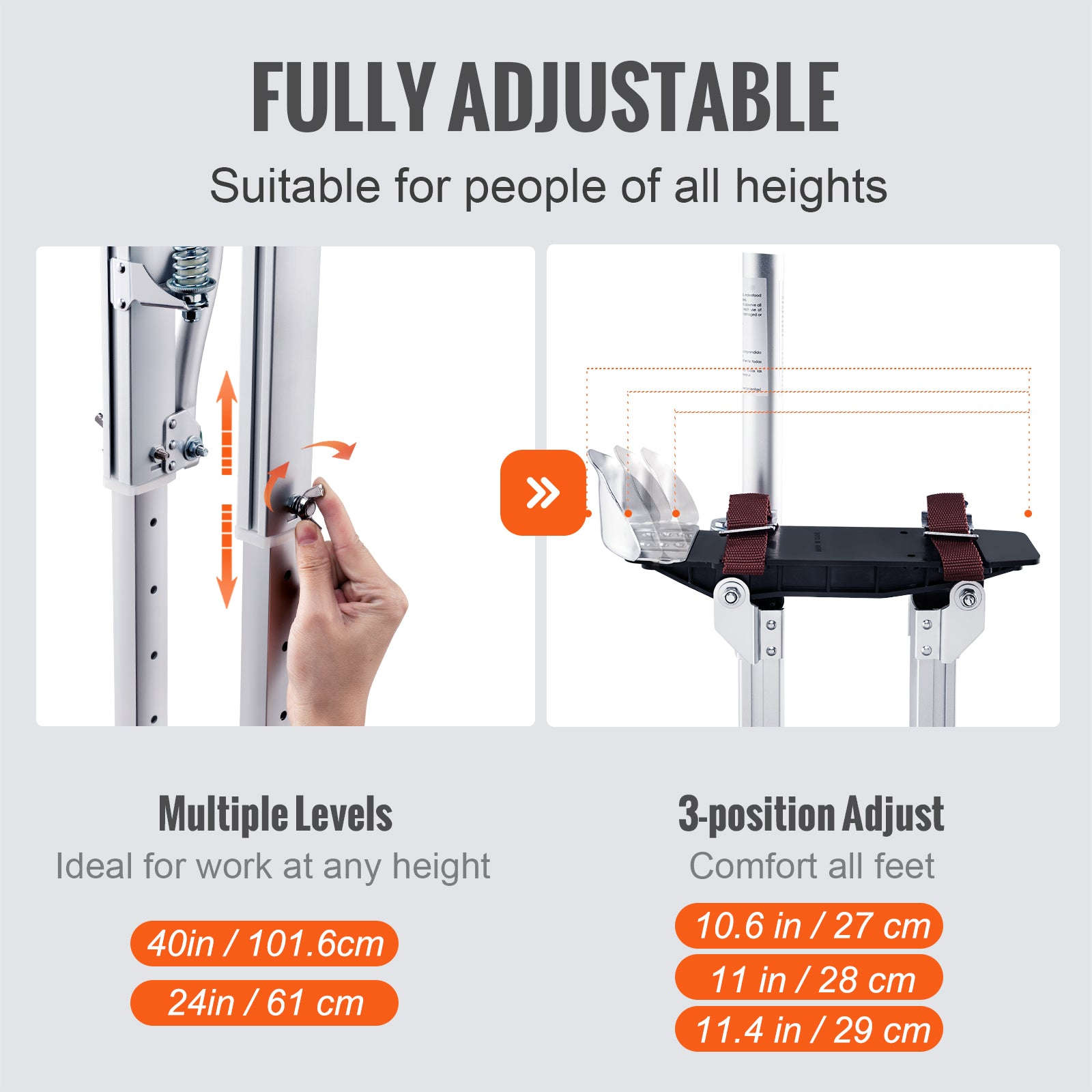 24-40 in Adjustable Drywall Stilts Aluminum Alloy-Black / france