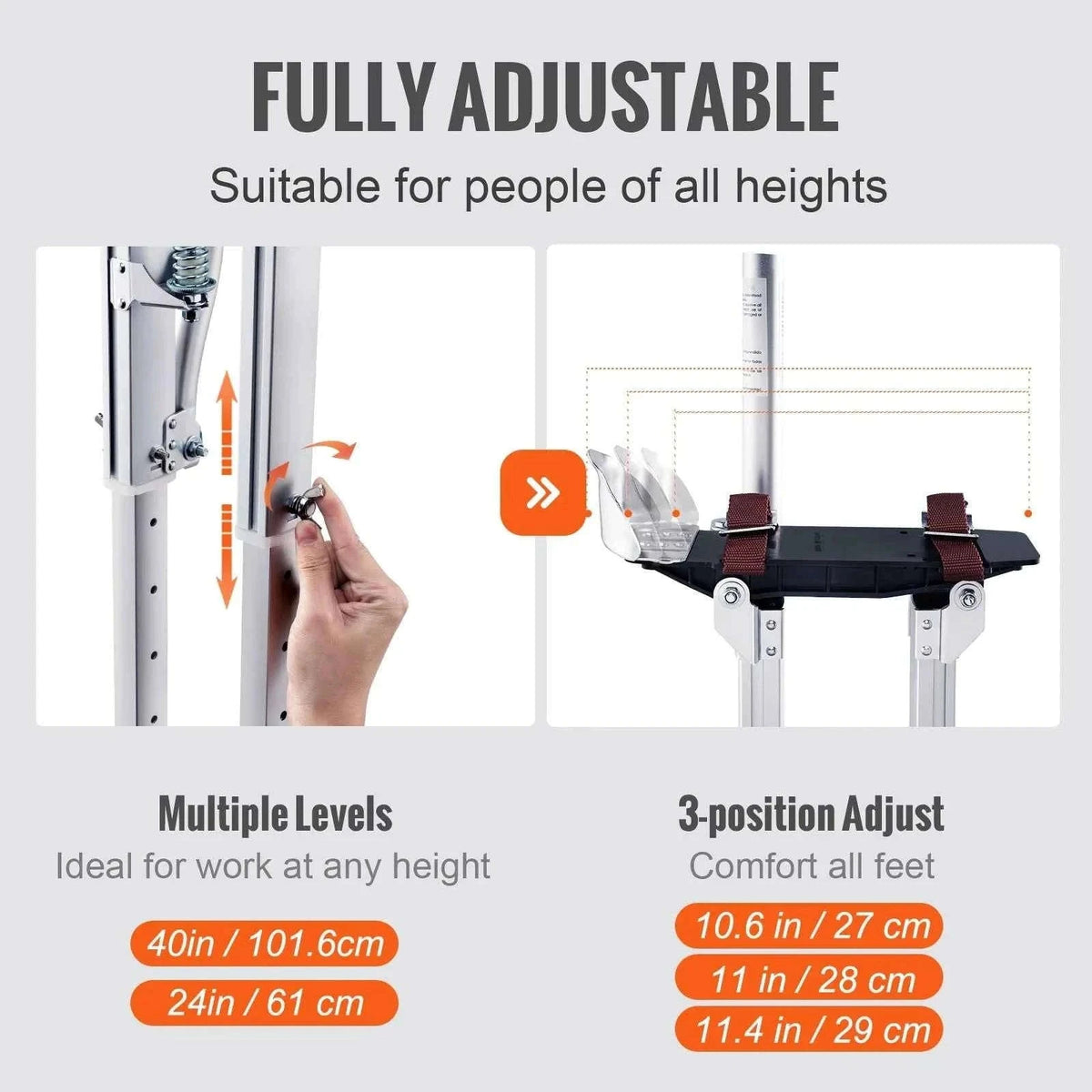 24-40 in Adjustable Drywall Stilts Aluminum Alloy-Black / france