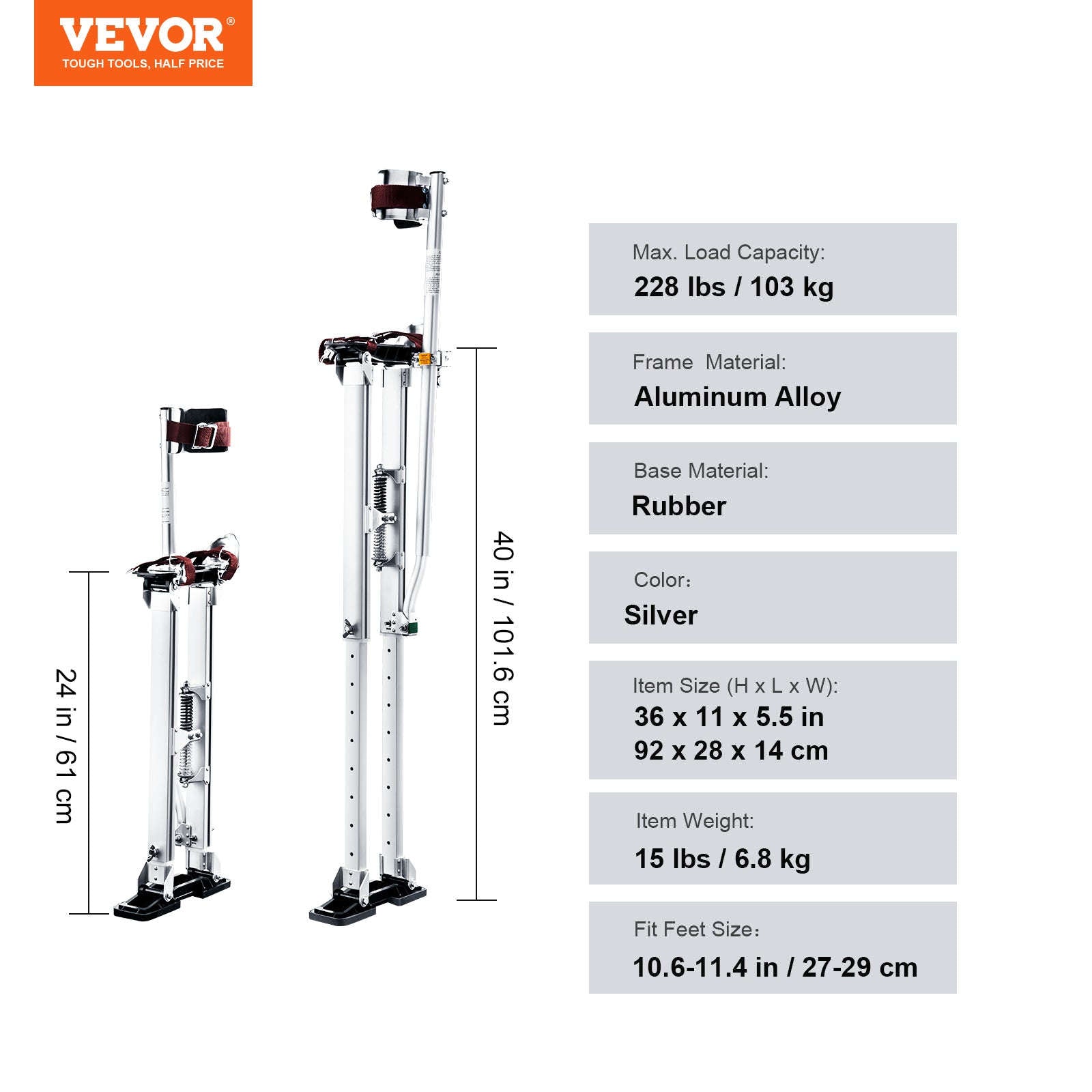 24-40 in Adjustable Drywall Stilts Aluminum Alloy-Black / france