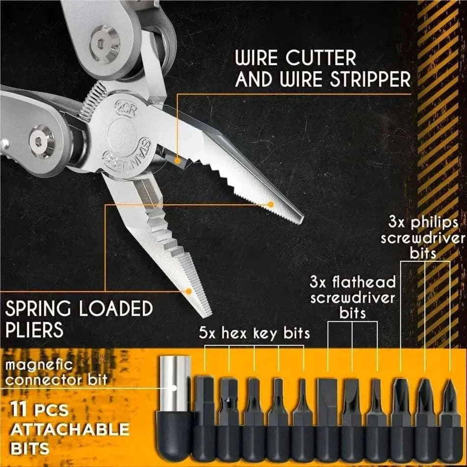 24-in-1 Multitool Pliers for Camping, Repair, Survival and Everyday Carry-black