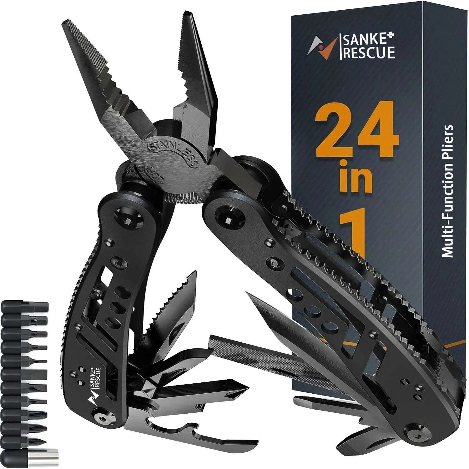 24-in-1 Multitool Pliers for Camping, Repair, Survival and Everyday Carry-black
